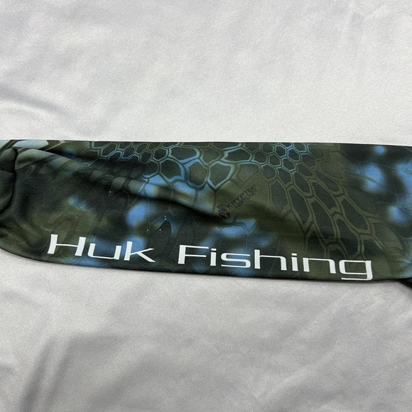Huk Performance Fishing Shirt Mens M Gray Camo Raglan Long Sleeve Top Outdoors - Picture 9 of 16